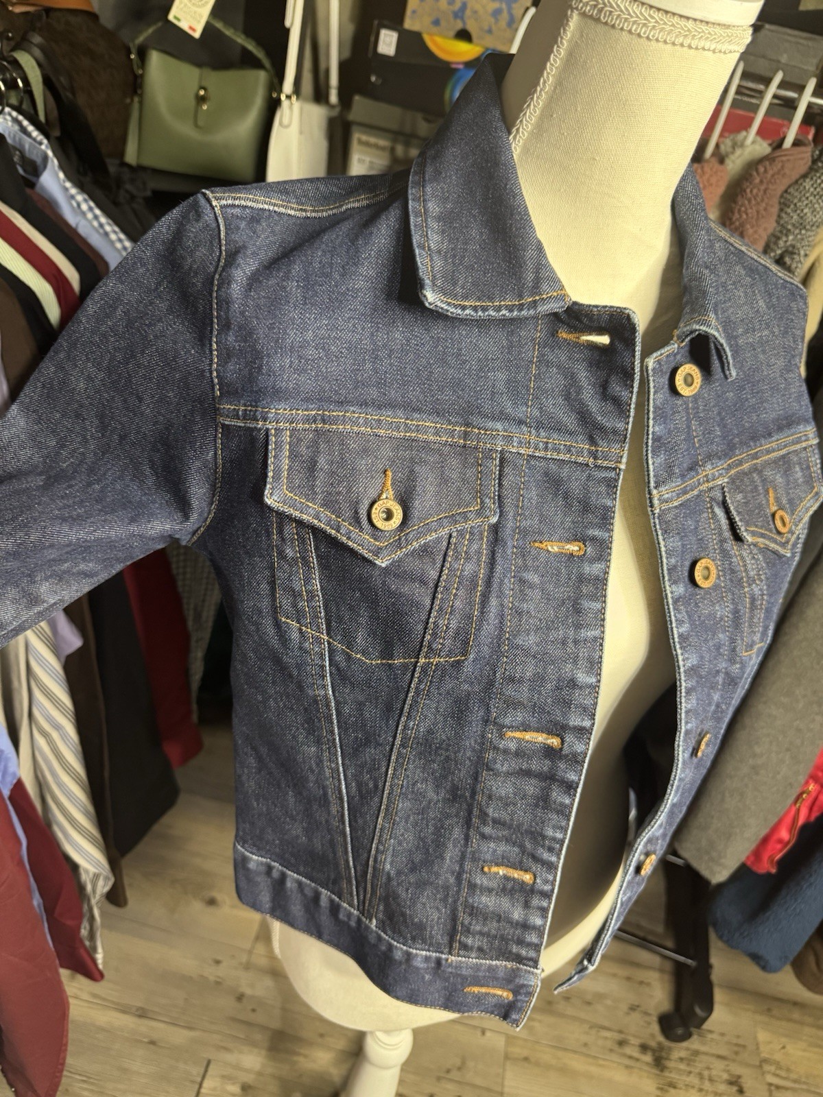 Gap Stretch Button Front Collared Short Denim Jac… - image 2