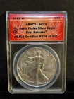 2013-W S$1 Silver American Eagle Burnished Graded by ANACS as SP70 First Release