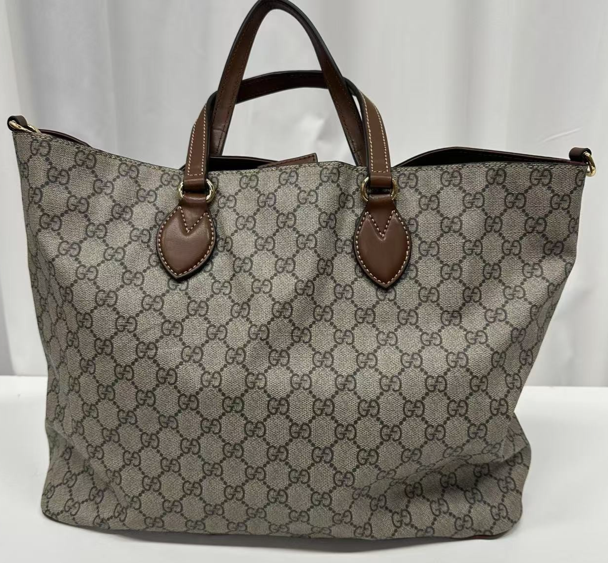 GUCCI GG Monogram Coated Canvas Brown Shoulder Bag