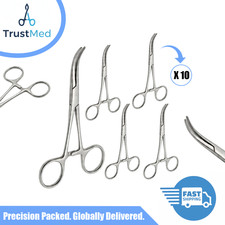 10 Pcs Curved Hemostat Forceps 4" Surgical Instruments Set German Grade