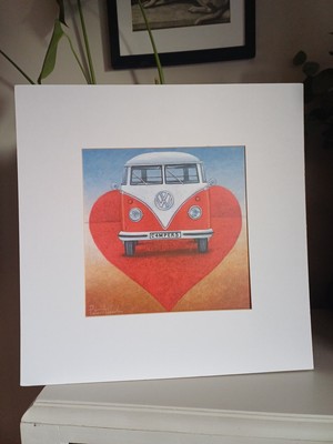 VW Camper Van Print In Mount Red Camper By Peter Adderley For Framing