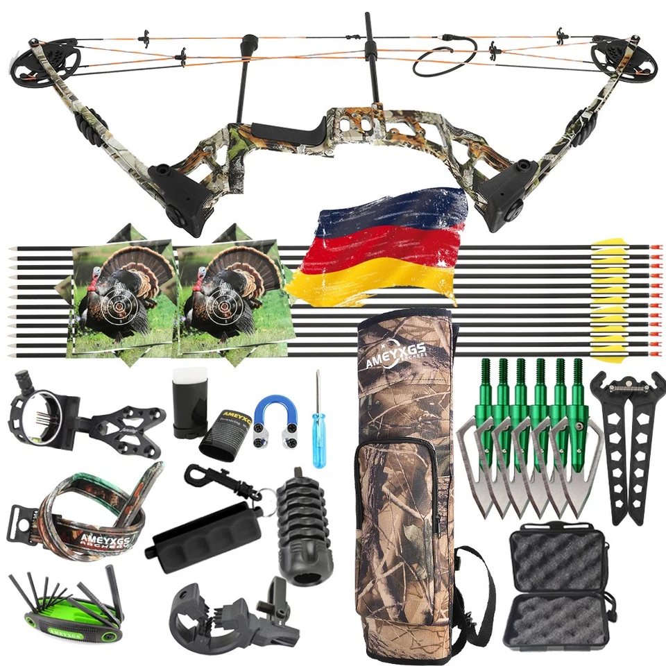 WOLFMAN Compoundbogen Carbonpfeile Set 0-70lbs Klingenpfeilspitzen Sportbogen Jagdbogen
