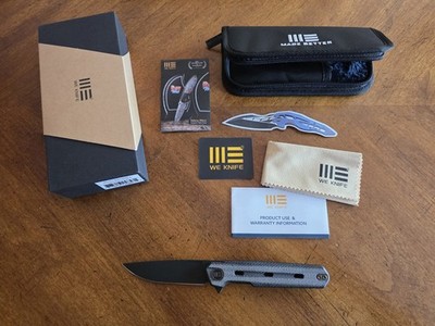 WE Knives Navo Pocket Knife Micarta Handle Titanium Liners CPM 20CV BLade Black
