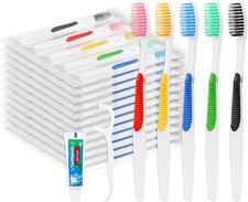 Disposable Toothbrushes with Toothpaste and Floss,10 Pcs 3 in 1 Individually