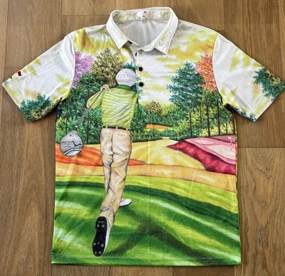 Valentino Dixon King of Green Golf Graphic Polo Size Large L Dri Fit Polyester