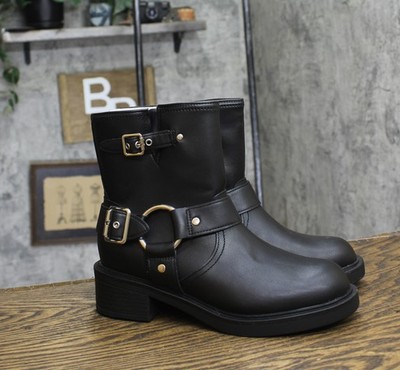 universal Thread Womens Connor Harness Buckle Ankle Boots 90511576 Black 8M