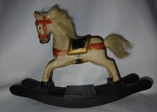 Figurka konia na biegunach Antyczna zabawka Vintage - Miniaturowy koń - Malowany - dł.: 16cm