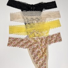 NWT Lot of 4 Victoria's Secret Pretty Lace Thong Panties Bundle Size Medium