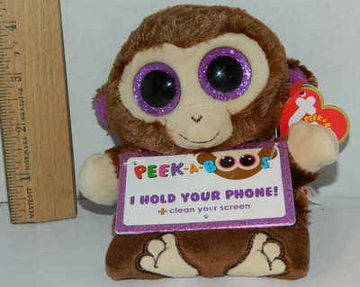 Ty Beanie Boo PEEK-A-BOOS Chimps the Monkey phone Holder Screen Cleaner Sparkle
