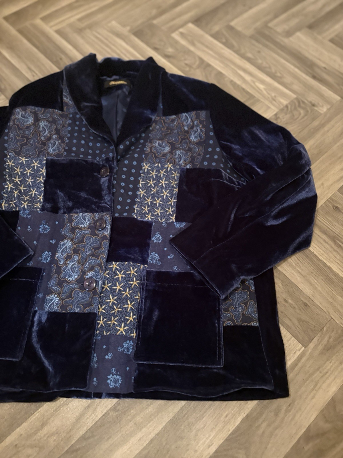 Vintage Changes By Together Patchwork Blue Velvet… - image 3