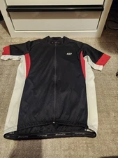 Bellwether Men's Red Cycling Jersey Short Sleeve Crew Neck Zip Closure Size L