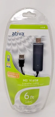 Ativa MS Vista 6 Foot USB Transfer Cable Windows 7 Compatible New Old Stock - Image 1 of 4