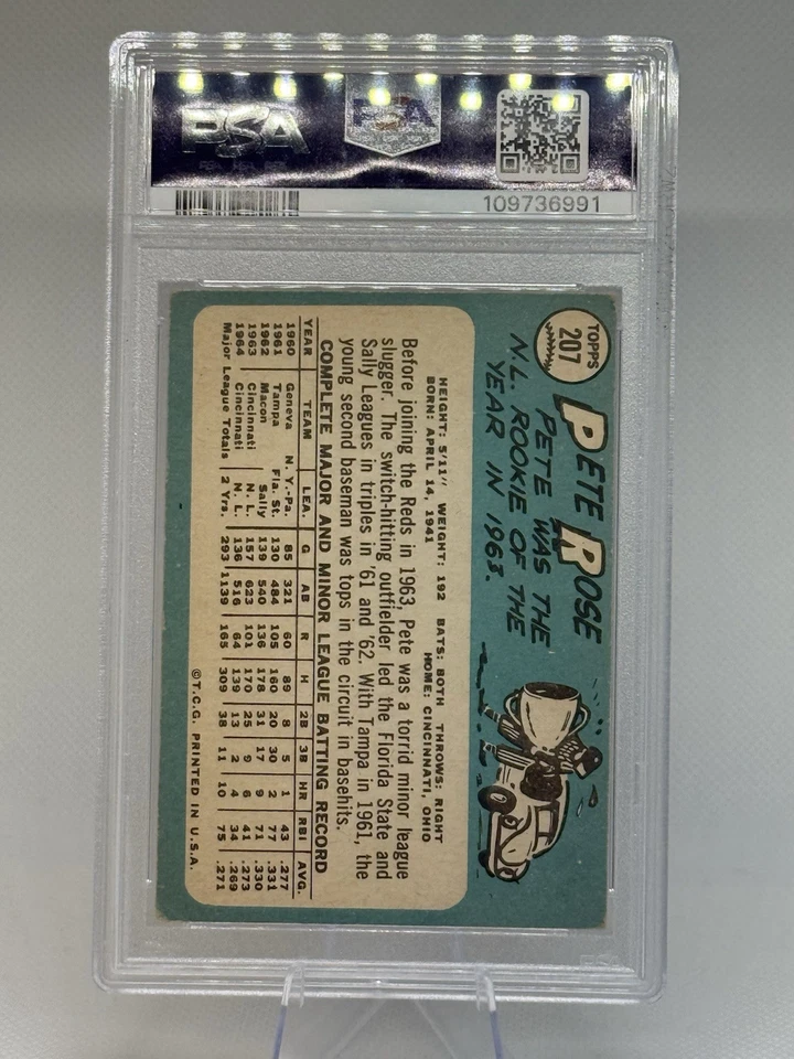 1965 Topps - Pete Rose #207 PSA 3 VG 3 Reds - Image 4 of 4