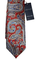Cremieux Mens 100% Italian Silk Tie Extra Long Dark Red Paisley 61" x 3"