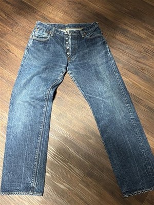 Vtg EVISU No.1 Lot 2000 Jeans White Paint Selvedge Fits W30 x L29
