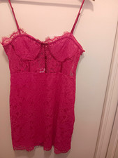 Forever 21 Women's Pink Floral Lace Bustier Corset Dress XL Adjustable Straps