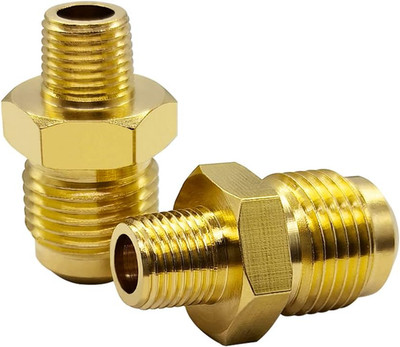 Hooshing 2PCS Brass Flare Tube Fitting 3/8'' Flare to 1/8'' NPT Male Coupling Prop