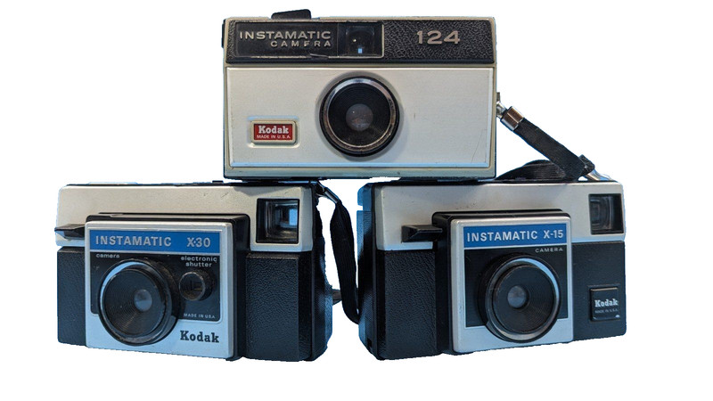VTG 70s Kodak Instamatic X15 X30 124 Model Cameras Untested Collectors 3 PC Lot
