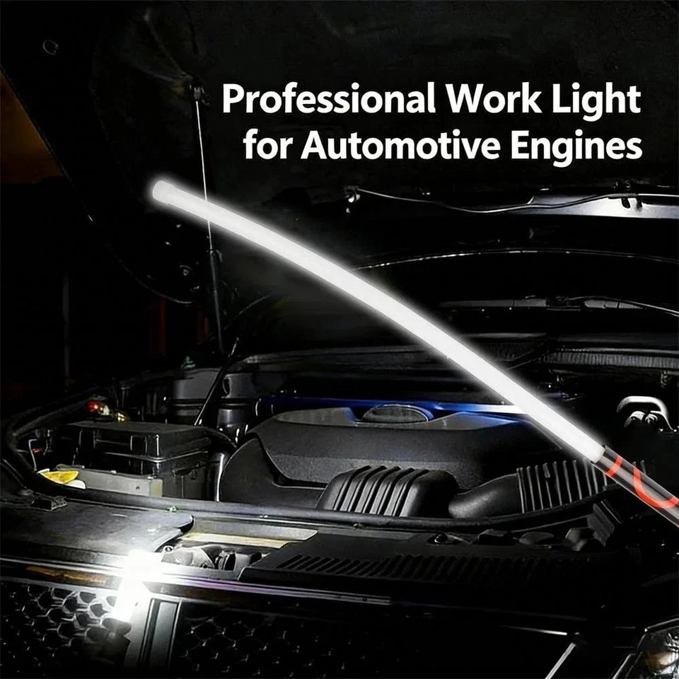 Bendable LED Work Light – Rechargeable 30-Inch Flexible Inspection Light With 3 Brightness Levels, Hanging Hook, Up To 7 Hours Runtime, For Mechanics, Auto Repair & Workshop
