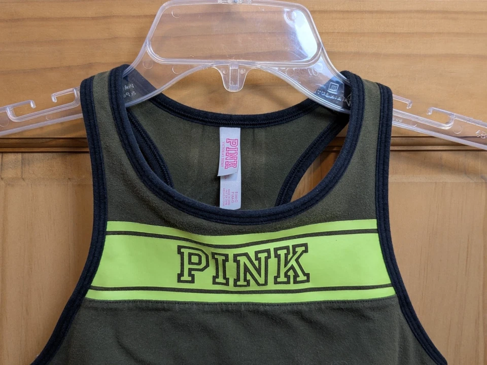 Victoria's Secret PINK Crop Haut Court High-Neck Sports Bra Green Size SP(AA-C)  - Image 2 of 4