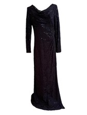 LAUREN Ralph Lauren Evening Navy Lace Sequence Long Dress 16 NWT