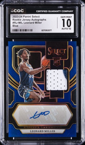 2023-24 PANINI SELECT ROOKIE JERSEY AUTOS - BLUE LEONARD MILLER CGC 10 GEM MINT