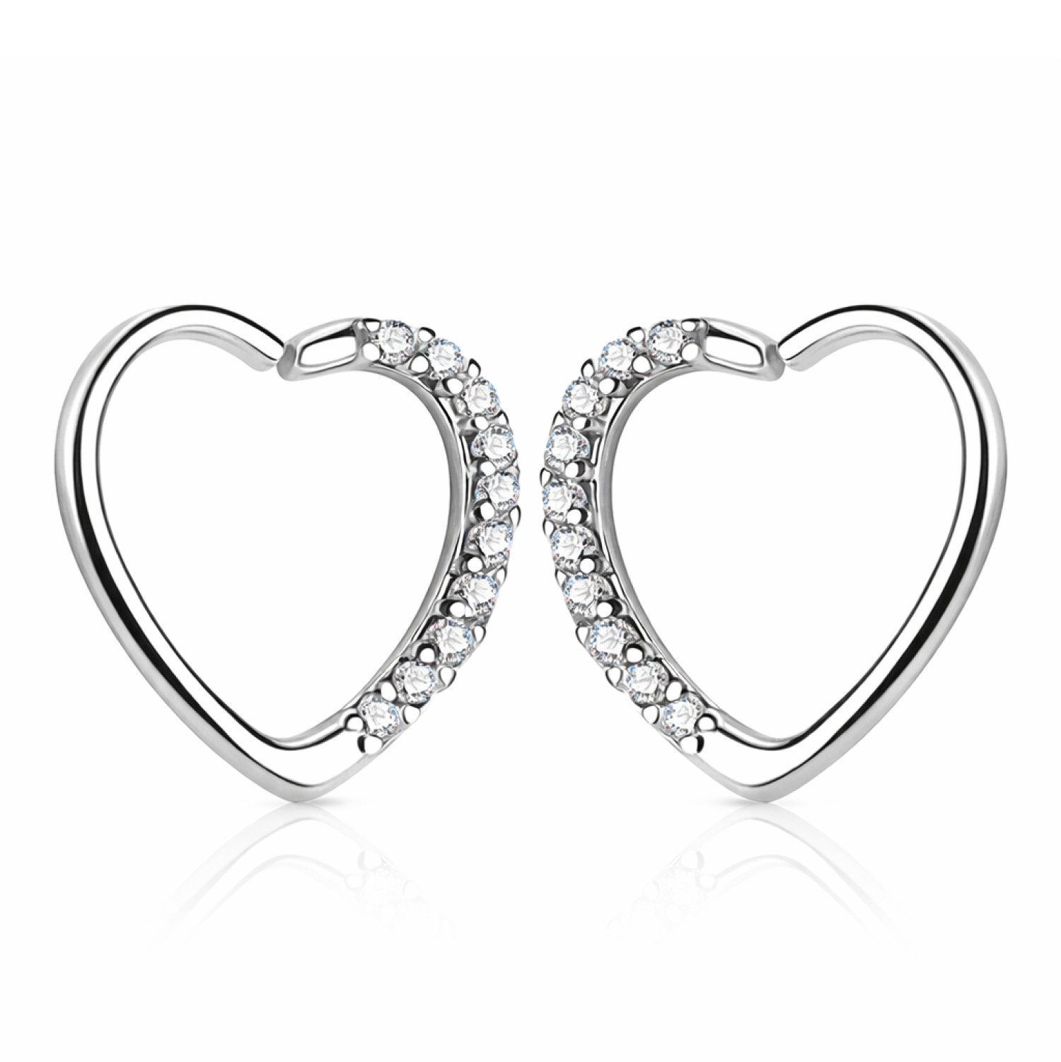 Heart Earrings Cartilage Piercing Multi CZ Rook Daith Helix Lobe Annealed - Pair