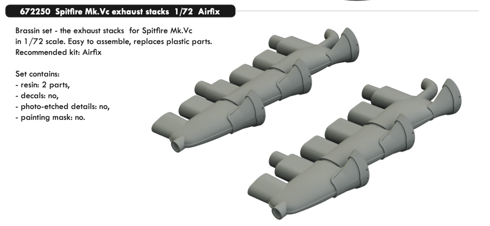 Eduard Brassin 672250 1:72 Supermarine Spitfire Mk.Vc exhaust stacks