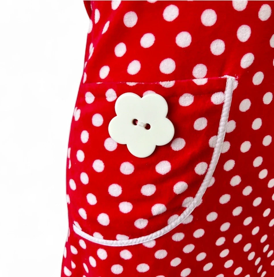 WOMEN'S/LADIES 1970’S VINTAGE CLOTHES, RED/WHITE SPOTTED MINI DRESS - Image 3 of 4