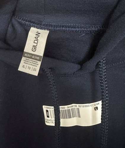 Navy Blue Unisex Gildan Heavy Blend Cotton Hoodie Plane Departures Logo Icon XL - Picture 4 of 5