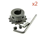 2pcs 04C 15T Sprocket Bore 10mm with 4mm Keyway Metal Pilot Motor Roller Chain