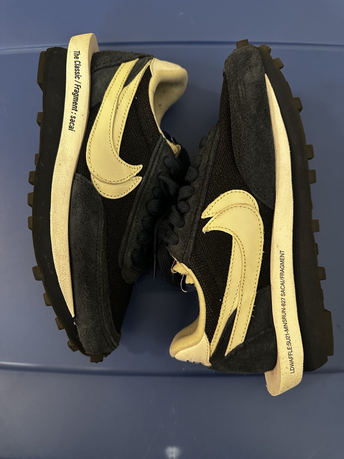 SACAI X NIKE Nike LDV Waffle x Fragment Design x sacai Low blu annerito taglia 5