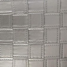 Faux Leather Patchwork Quilted Leatherette Fabric Material - SILVER