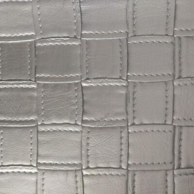 Kunstleder Patchwork Gequiltes Lederimitat Material - SILBER