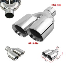 2.5 Slant Cut Dual Outlet Exhaust Tip Double Wall Stainless Steel Exhaust Tip 2.5 Slant Cut Dual Outlet Exhaust Tip Double Wall Stainless Steel Exhaust Tip