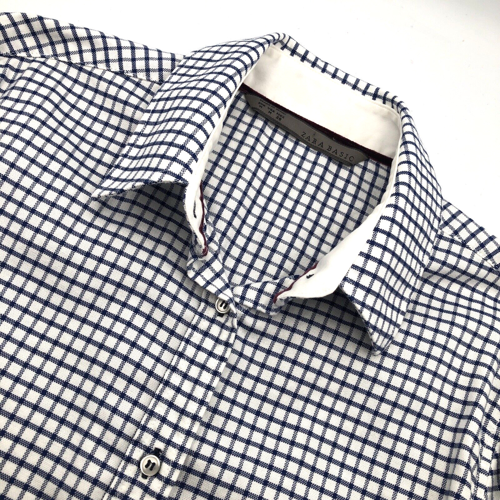 Zara Basic Button Up Long Sleeve Fitted Shirt Blu… - image 1