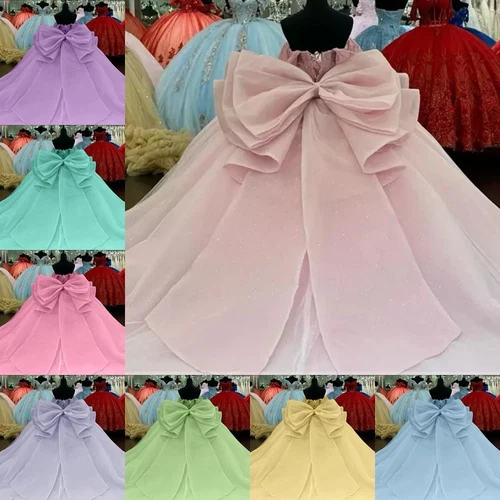 Big Bow for Quinceanera Dresses Sweet 15 16 Glitter Custom Color Birthday Party