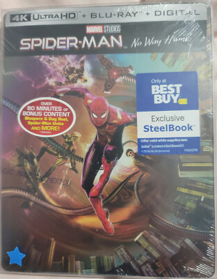 Spider-Man: No Way Home Steelbook, 4K UHD/Digital/Bluray NEW! plastic slipcover