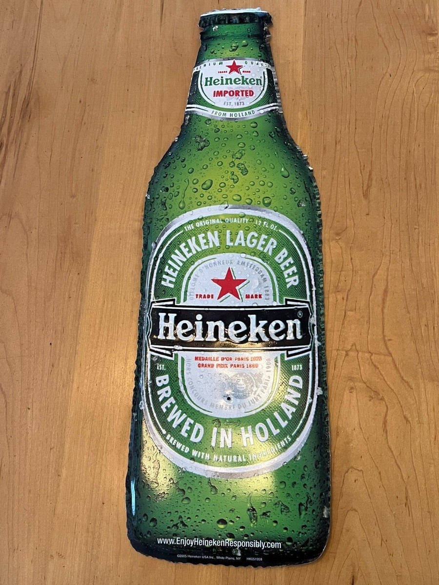 Heineken BEER Sign Bottle Embossed Metal Tin 23