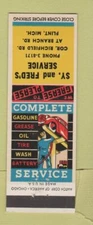 Matchbook Cover - Sy and Fred's oil gas Flint MI