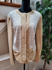 Bloomingdale's Basler Women's Tan Polyester Long Sleeve Casual Jacket Blazer