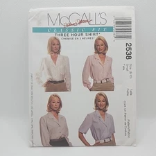 McCall's 2538 Misses' Button Front Blouse Shirt Sewing Pattern Size 8-10 Uncut
