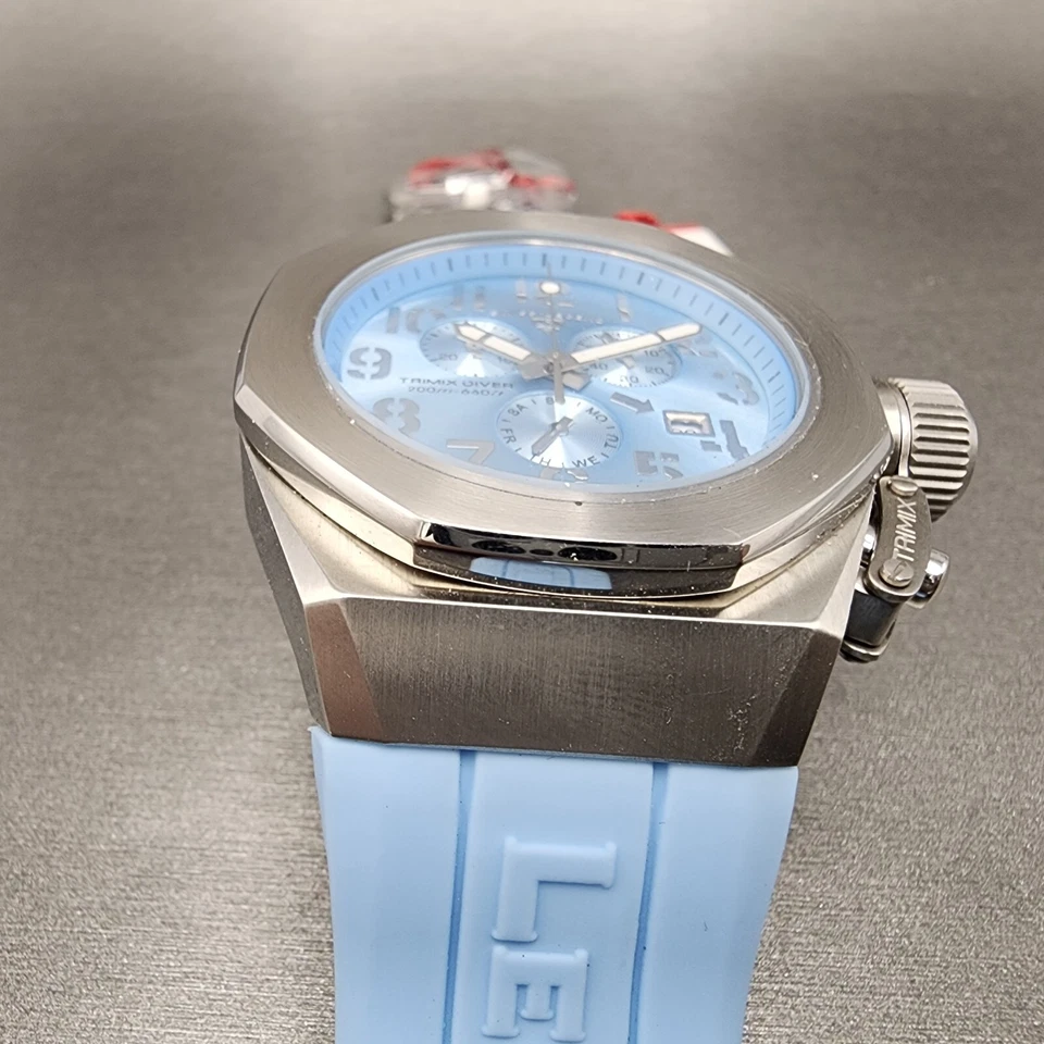 Reloj cronógrafo Swiss Legend Trimex Diver para hombre 45 mm esfera azul acero Newbat Foto 3 de 4