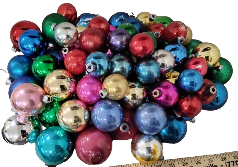 Lot of 100 MCM Glass Christmas Tree Ornaments-Shiny Brite-Rauch, USA & Japan