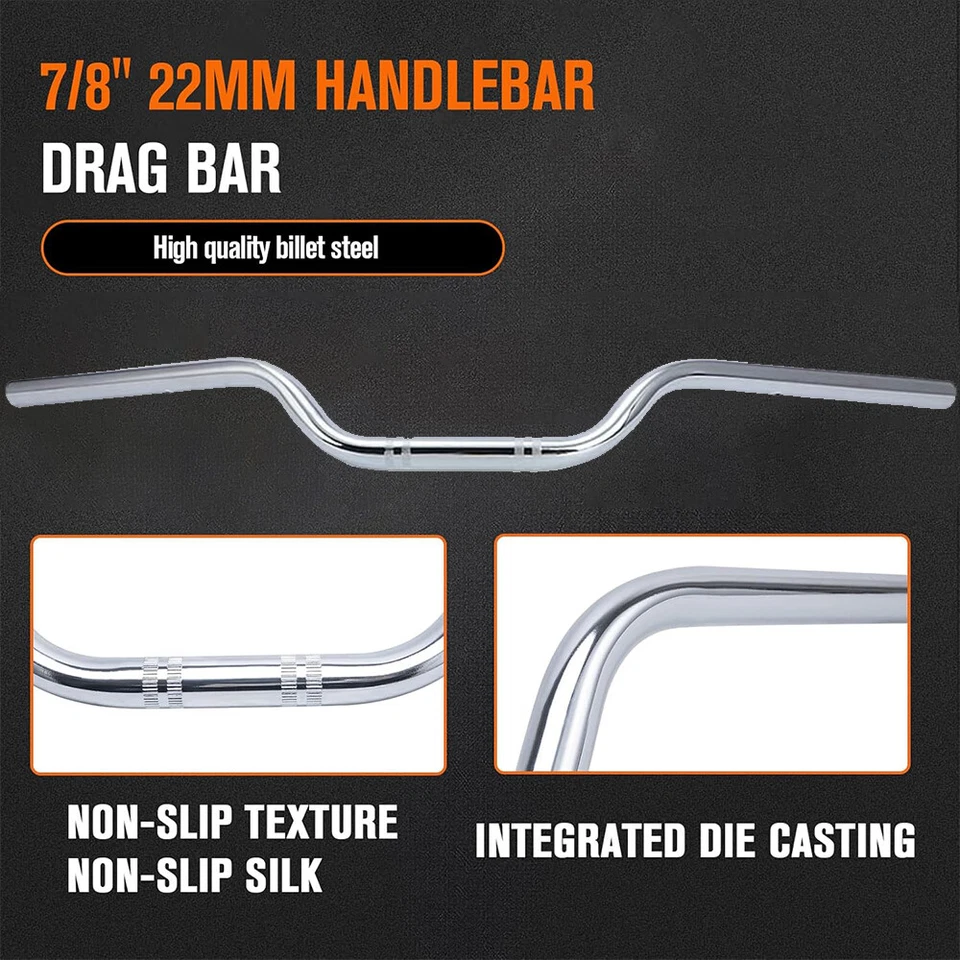 Guidões de motocicleta Triumph Thunderbird America cromado 7/8" 22mm barras de arrasto - Imagem 4 de 4