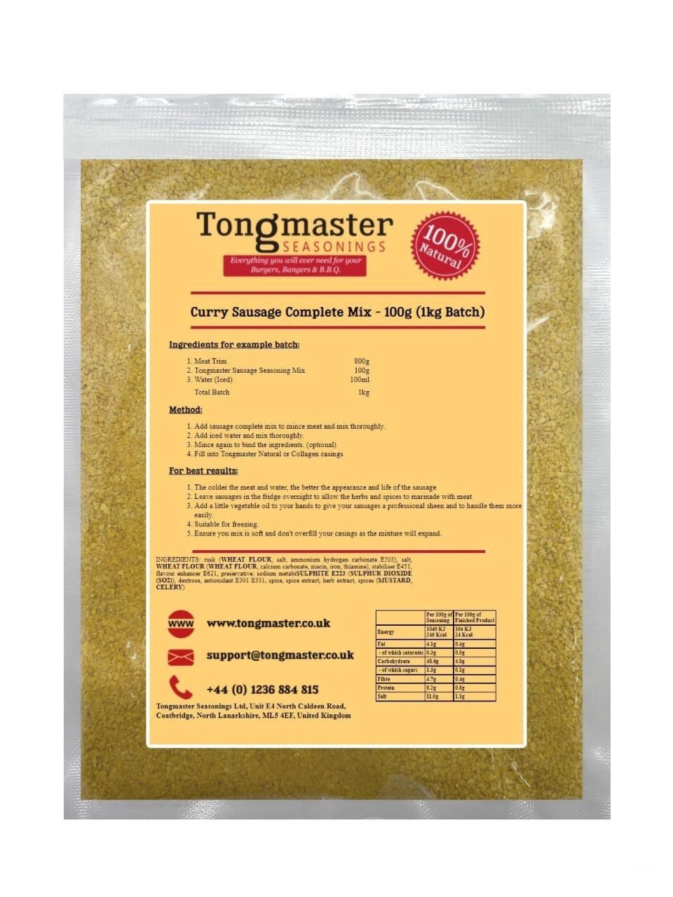 Curry Sausage Complete Mix - 100g (1kg Batch)