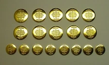 UNKNOWN BRAND replacement buttons 18 gold tone buttons Good Used Condition