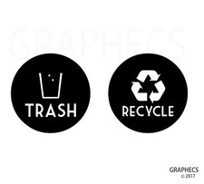 Recycle and Trash Vinyl Lettering Decal Stickers Black 