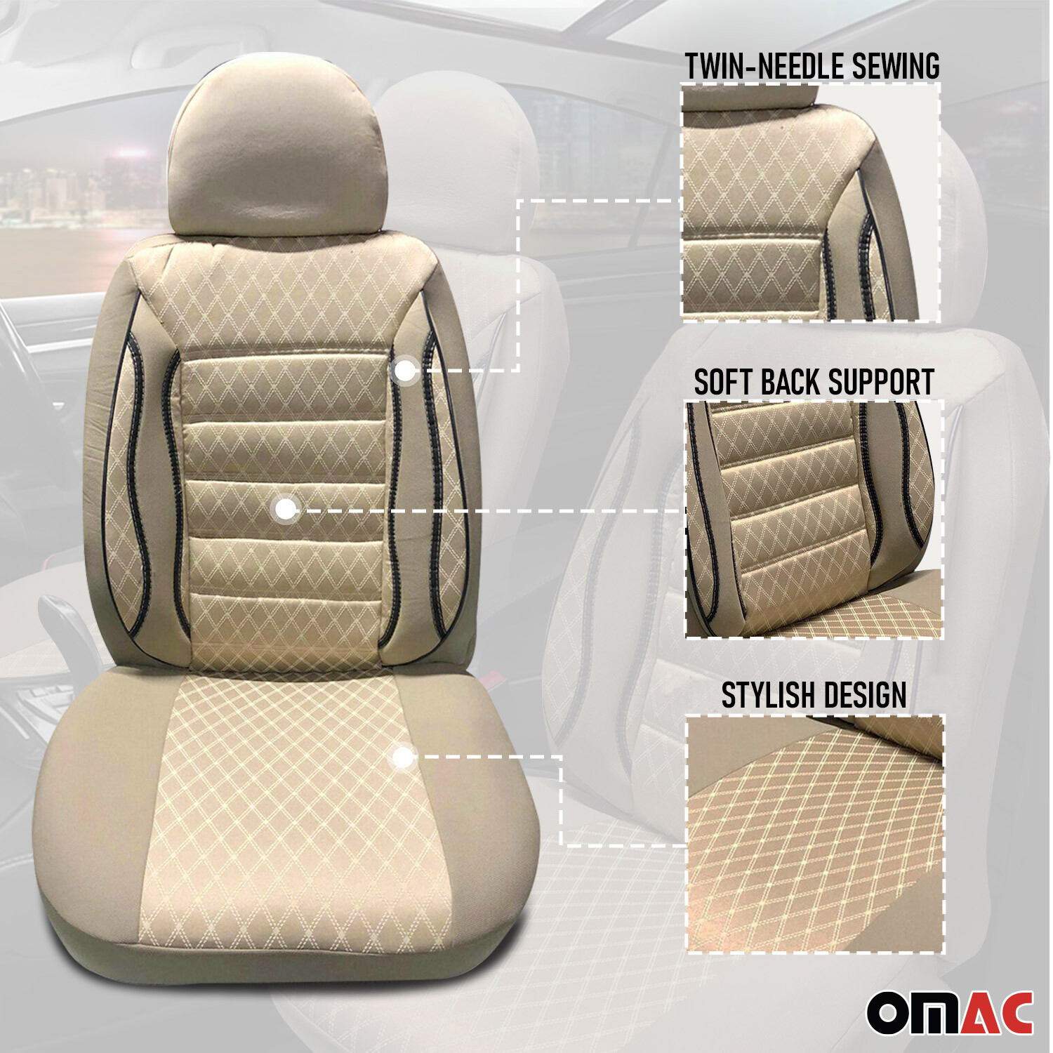 Car Front Seat Cover Protection for Subaru Non Slip Black with Beige 8683828071746 eBay