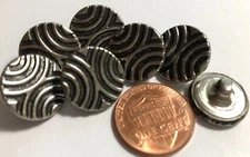 7 Vtg Silver Tone Metal Shank Buttons Hollow 2-Pc Constr Almost 5/8" 15mm 12385